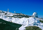Das Observatorium am Roque de los Muchachos dem höchsten Berg der Insel (2624 m). : Schnee